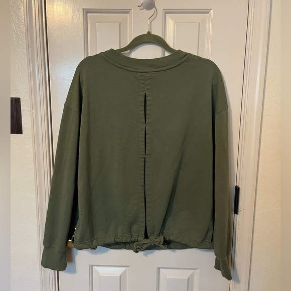 Old Navy long sleeve olive green crew neck tie back top - Picture 3 of 6